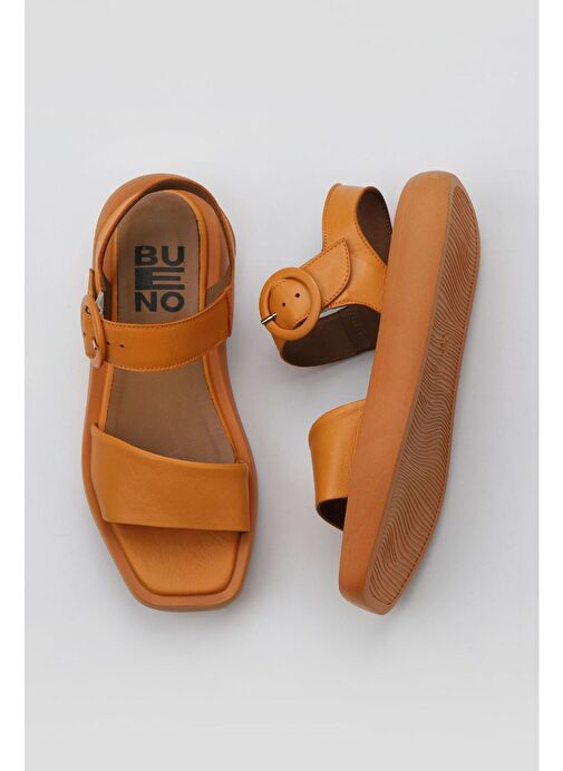 Bueno Shoes Turuncu Deri Kadın Dolgu Topuklu Sandalet 01wy1002 - Görsel 2