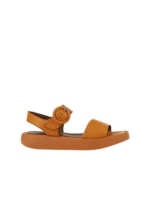 Bueno Shoes Turuncu Deri Kadın Dolgu Topuklu Sandalet 01wy1002 - Görsel 3