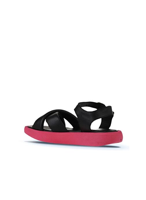 Bueno Shoes Siyah Fuşya Deri Kadın Dolgu Topuklu Sandalet 01wy1009 - Görsel 6
