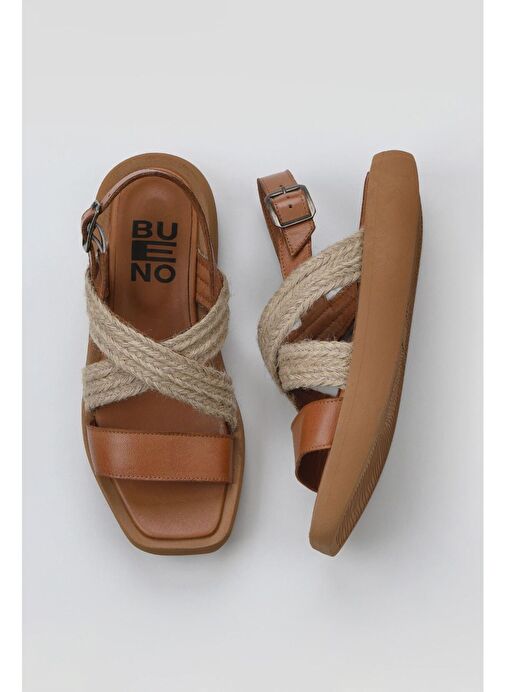 Bueno Shoes Taba Hasır Koyu Deri Kadın Sandalet 01wy1011 - Görsel 2