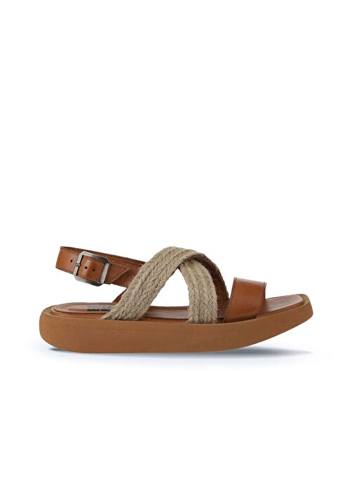 Bueno Shoes Taba Hasır Koyu Deri Kadın Sandalet 01wy1011 - Görsel 3
