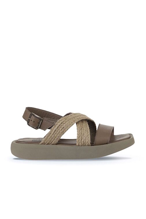 Bueno Shoes Gri Hasır Deri Kadın Sandalet 01wy1011 - Görsel 3
