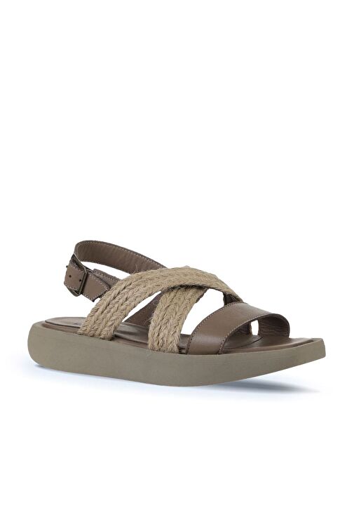 Bueno Shoes Gri Hasır Deri Kadın Sandalet 01wy1011 - Görsel 4
