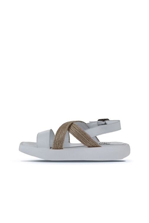 Bueno Shoes Beyaz Hasır Deri Kadın Sandalet 01wy1011 - Görsel 5