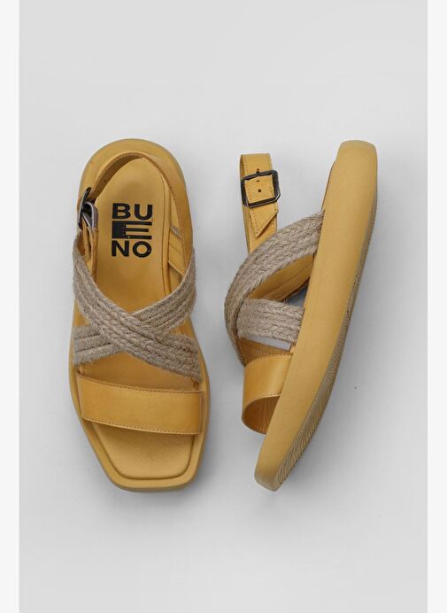 Bueno Shoes Sarı Hasır Deri Kadın Sandalet 01wy1011 - Görsel 2