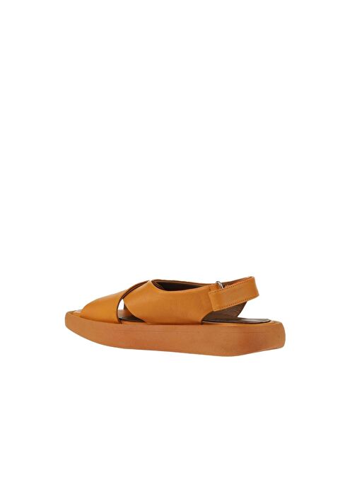 Bueno Shoes Turuncu Deri Kadın Dolgu Topuklu Sandalet 01wy1012 - Görsel 6