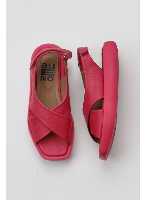 Bueno Shoes Fuşya Deri Kadın Dolgu Topuklu Sandalet 01wy1012 - Görsel 2