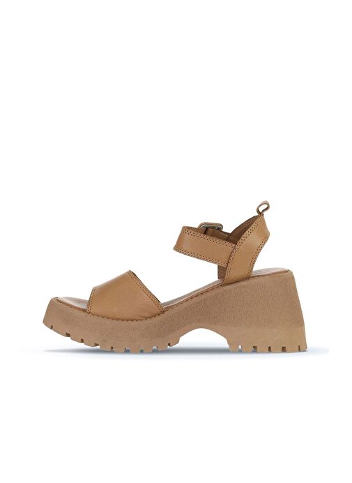 Bueno Shoes Taba Deri Kadın Dolgu Topuklu Sandalet 01wy12600 - Görsel 5