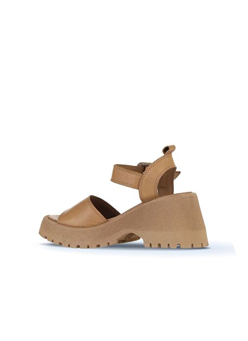Bueno Shoes Taba Deri Kadın Dolgu Topuklu Sandalet 01wy12600 - Görsel 6