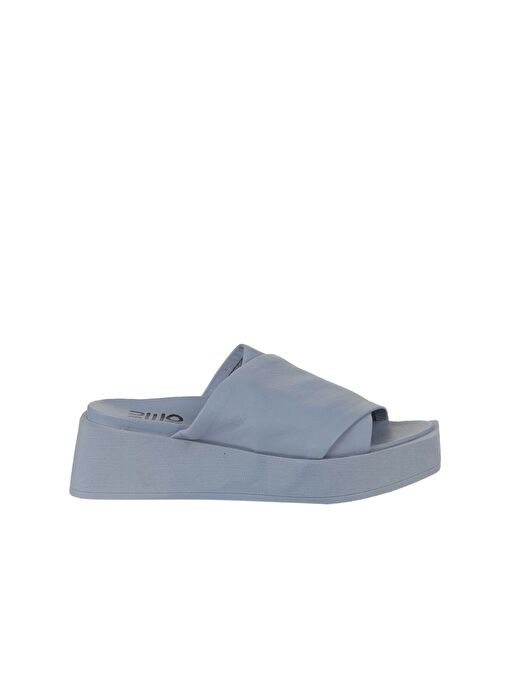 Bueno Shoes Mavi Deri Kadın Dolgu Topuklu Terlik 01wy5906 - Görsel 3