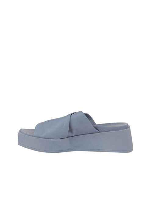 Bueno Shoes Mavi Deri Kadın Dolgu Topuklu Terlik 01wy5906 - Görsel 5