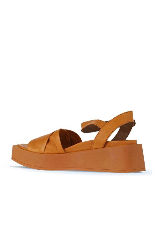Bueno Shoes Turuncu Deri Kadın Dolgu Topuklu Sandalet 01wy5909 - Görsel 6
