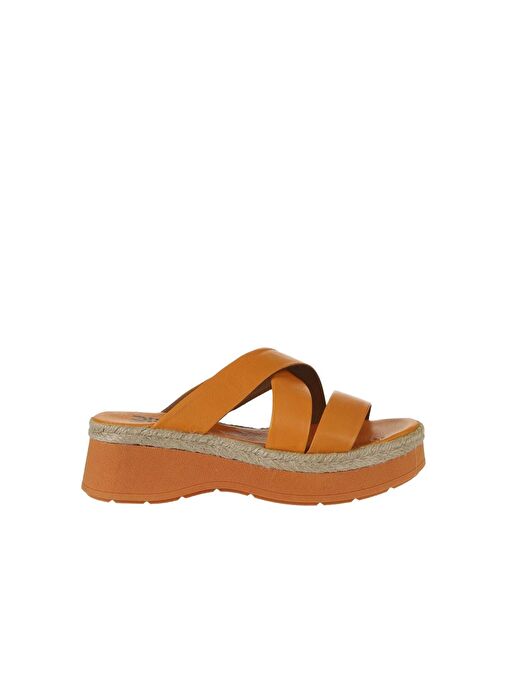 Bueno Shoes Turuncu Deri Kadın Dolgu Topuklu Terlik 01wy8202 - Görsel 3