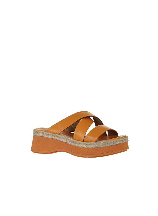 Bueno Shoes Turuncu Deri Kadın Dolgu Topuklu Terlik 01wy8202 - Görsel 4