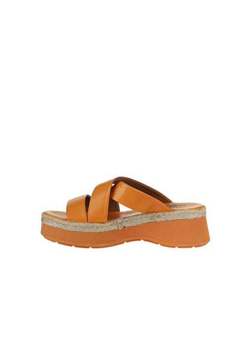 Bueno Shoes Turuncu Deri Kadın Dolgu Topuklu Terlik 01wy8202 - Görsel 5