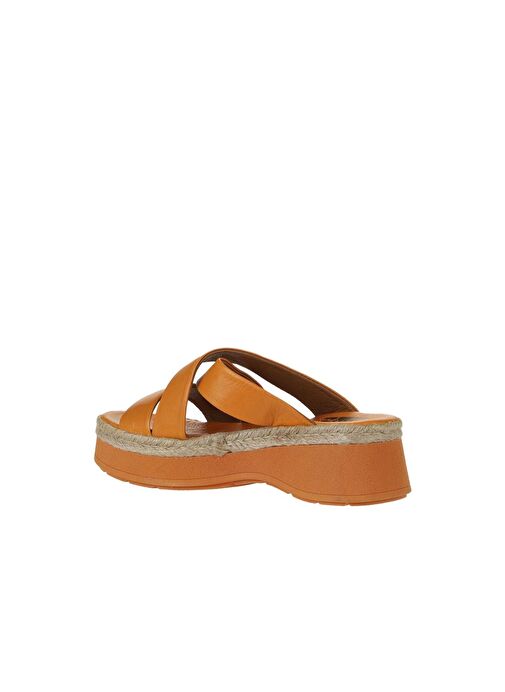 Bueno Shoes Turuncu Deri Kadın Dolgu Topuklu Terlik 01wy8202 - Görsel 6