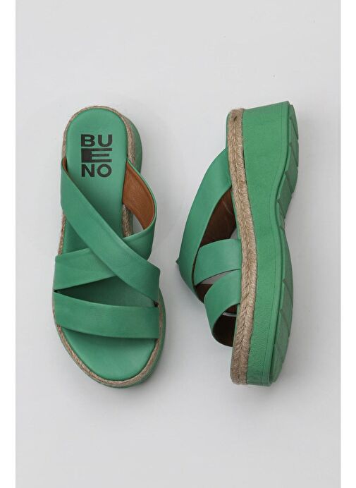 Bueno Shoes Yeşil Koyu Deri Kadın Dolgu Topuklu Terlik 01wy8202 - Görsel 2