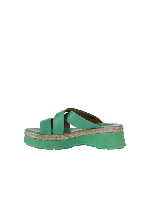 Bueno Shoes Yeşil Koyu Deri Kadın Dolgu Topuklu Terlik 01wy8202 - Görsel 5