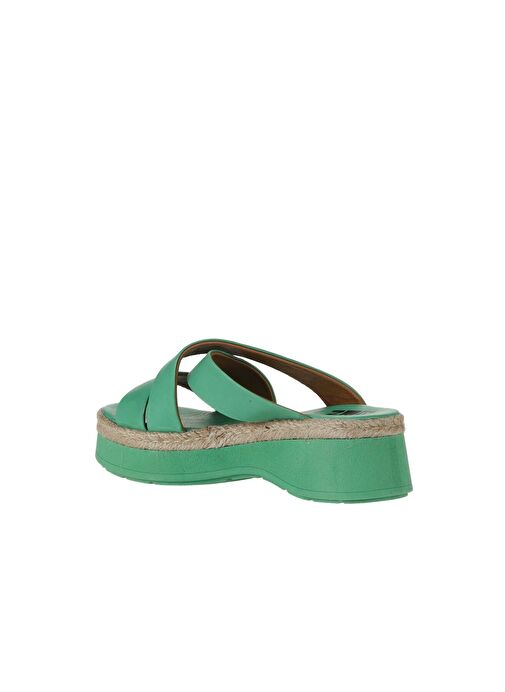 Bueno Shoes Yeşil Koyu Deri Kadın Dolgu Topuklu Terlik 01wy8202 - Görsel 6