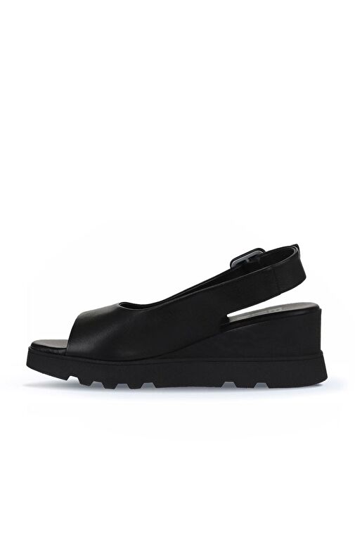 Bueno Shoes Siyah Deri Kadın Dolgu Topuklu Sandalet 01wy8600 - Görsel 5
