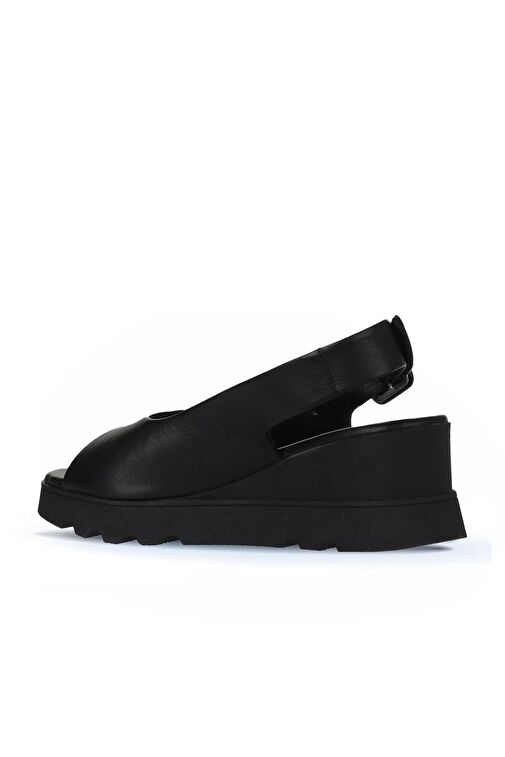 Bueno Shoes Siyah Deri Kadın Dolgu Topuklu Sandalet 01wy8600 - Görsel 6