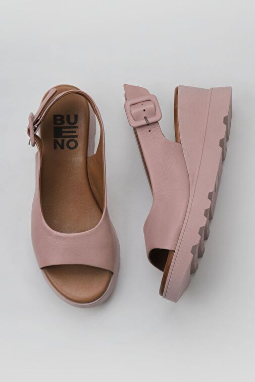 Bueno Shoes Gül Kurusu Deri Kadın Dolgu Topuklu Sandalet 01wy8600 - Görsel 2