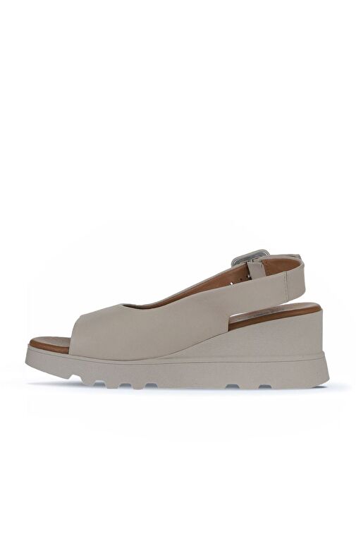 Bueno Shoes Krem Deri Kadın Dolgu Topuklu Sandalet 01wy8600 - Görsel 5