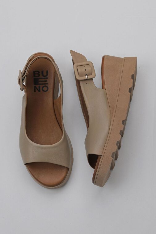 Bueno Shoes Vizon Deri Kadın Dolgu Topuklu Sandalet 01wy8600 - Görsel 2