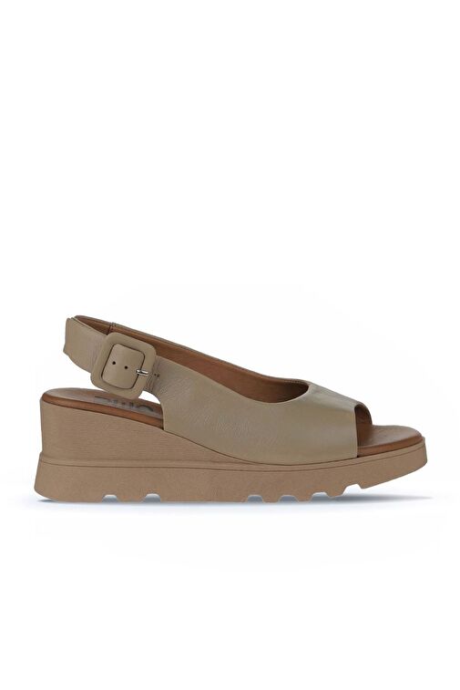 Bueno Shoes Vizon Deri Kadın Dolgu Topuklu Sandalet 01wy8600 - Görsel 3