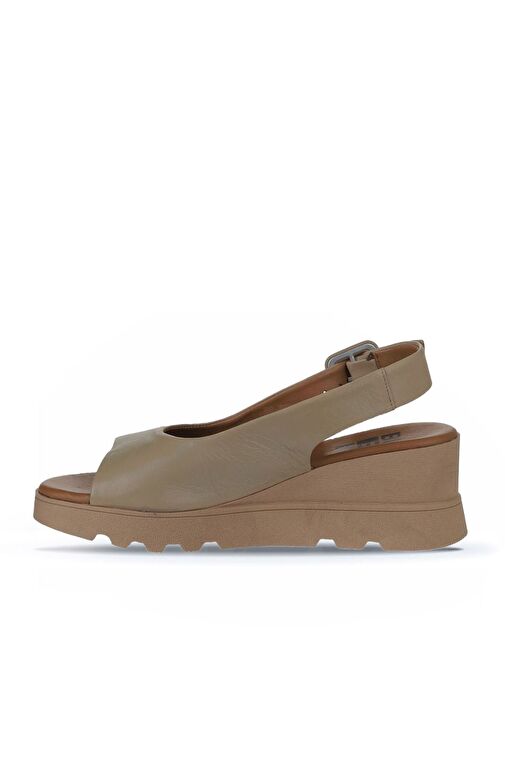 Bueno Shoes Vizon Deri Kadın Dolgu Topuklu Sandalet 01wy8600 - Görsel 5