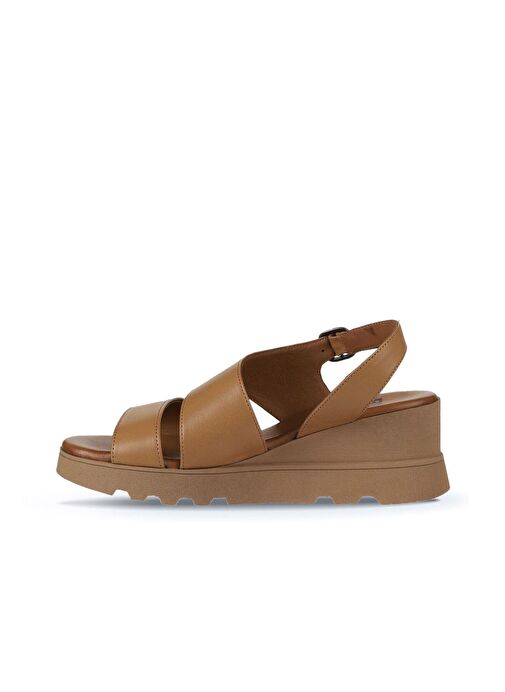 Bueno Shoes Taba Deri Kadın Dolgu Topuklu Sandalet 01wy8602 - Görsel 5