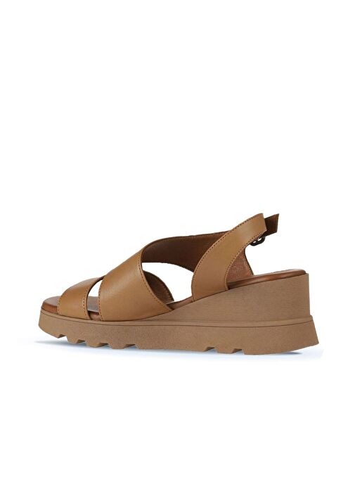 Bueno Shoes Taba Deri Kadın Dolgu Topuklu Sandalet 01wy8602 - Görsel 6