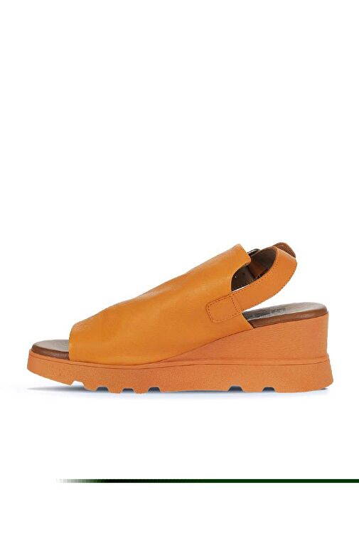 Bueno Shoes Turuncu Deri Kadın Dolgu Topuklu Sandalet 01wy8603 - Görsel 5