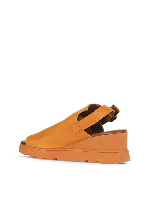 Bueno Shoes Turuncu Deri Kadın Dolgu Topuklu Sandalet 01wy8603 - Görsel 6