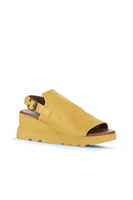 Bueno Bueno Shoes Sarı Deri Kadın Dolgu Topuklu Sandalet 01wy8603 Boyner'de! Sarı - 4. görsel