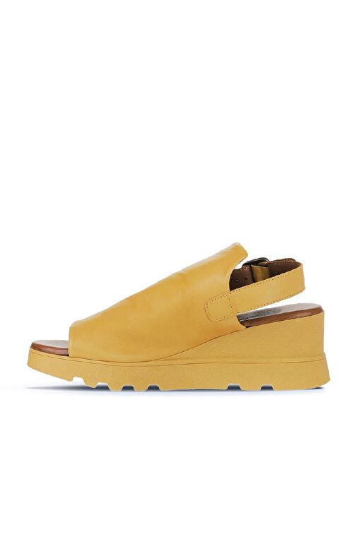 Bueno Bueno Shoes Sarı Deri Kadın Dolgu Topuklu Sandalet 01wy8603 Boyner'de! Sarı - 5. görsel