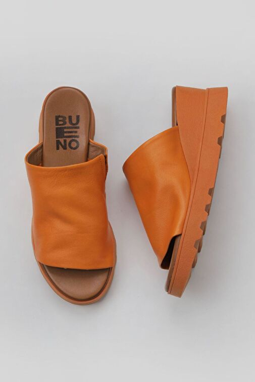 Bueno Shoes Turuncu Deri Kadın Dolgu Topuklu Terlik 01wy8605 - Görsel 2