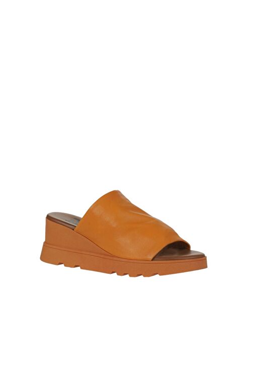 Bueno Shoes Turuncu Deri Kadın Dolgu Topuklu Terlik 01wy8605 - Görsel 4