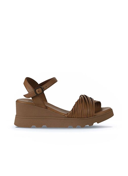 Bueno Shoes Taba Taba Deri Kadın Dolgu Topuklu Sandalet 01wy8609 - Görsel 2
