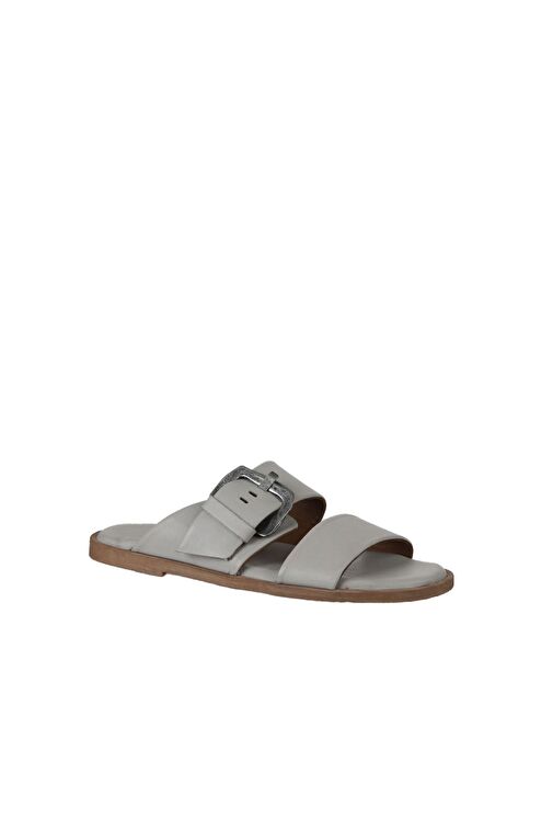 Bueno Shoes Gri Deri Kadın Düz Terlik 01wy2001 - Görsel 4