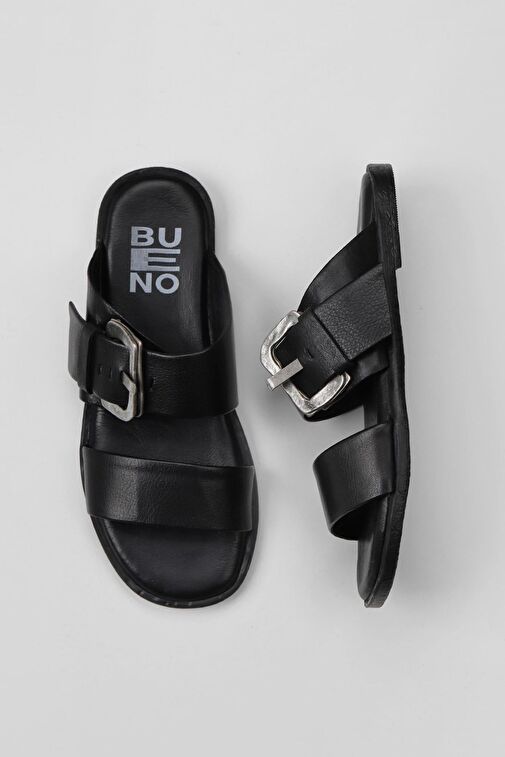 Bueno Shoes Siyah Deri Kadın Düz Terlik 01wy2001 - Görsel 2