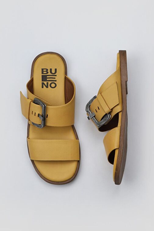 Bueno Shoes Sarı Deri Kadın Düz Terlik 01wy2001 - Görsel 2