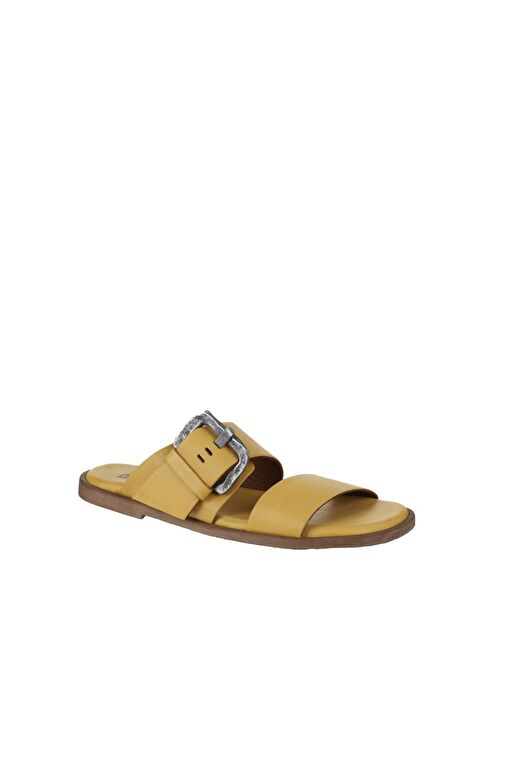 Bueno Shoes Sarı Deri Kadın Düz Terlik 01wy2001 - Görsel 4