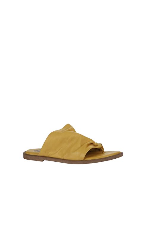 Bueno Shoes Sarı Deri Kadın Parmak Arası Terlik 01wy2003 - Görsel 4