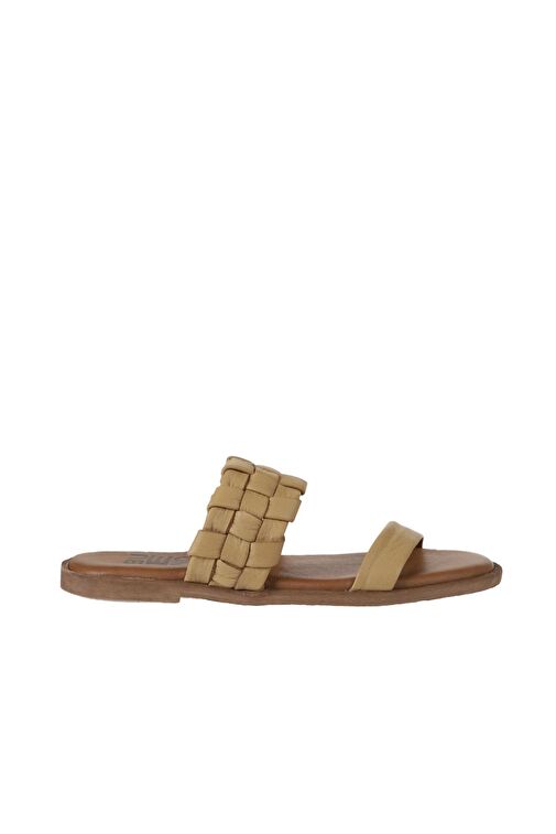 Bueno Shoes Bej Deri Kadın Düz Terlik 01wy2006 - Görsel 3