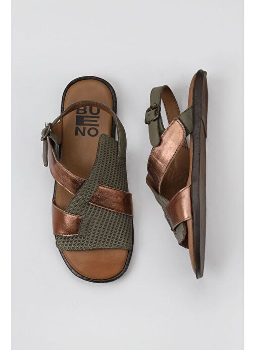 Bueno Shoes Haki Taba Deri Kadın Sandalet 01wy2012 - Görsel 2