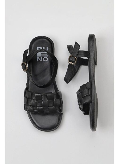 Bueno Shoes Siyah Deri Kadın Düz Sandalet 01wy2024 - Görsel 6