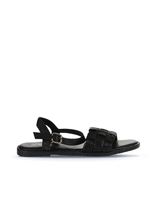Bueno Shoes Siyah Deri Kadın Düz Sandalet 01wy2024 - Görsel 2