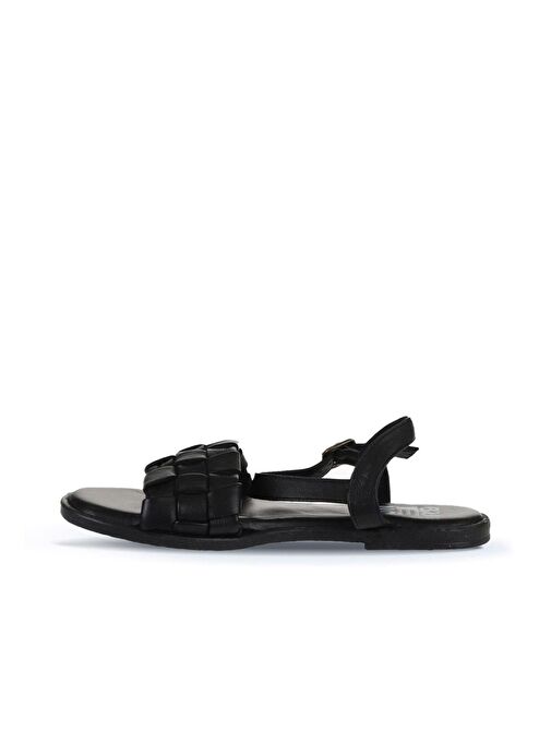 Bueno Shoes Siyah Deri Kadın Düz Sandalet 01wy2024 - Görsel 4
