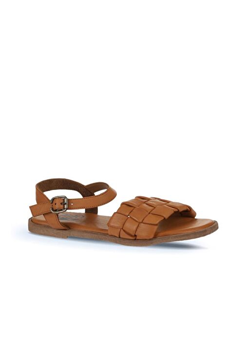 Bueno Shoes Taba Deri Kadın Düz Sandalet 01wy2024 - Görsel 3
